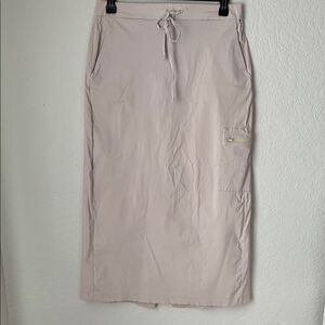 Venezia Jeans Elegant Beige Soft Gray Skirt Zip Pockets Size 14